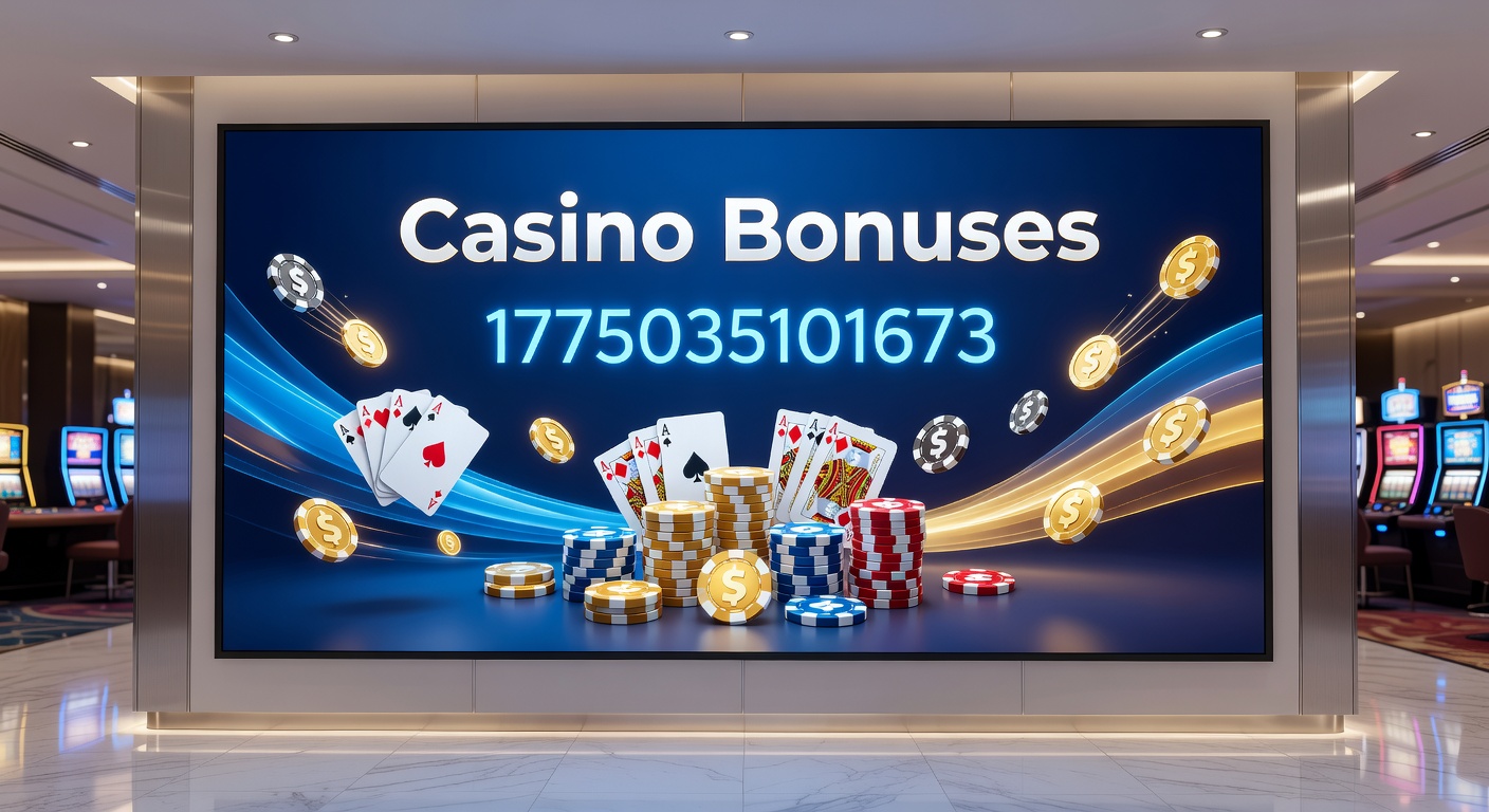 Vibrant display of casino bonus offers on a digital screen, highlighting free spins and deposit matches across international platforms