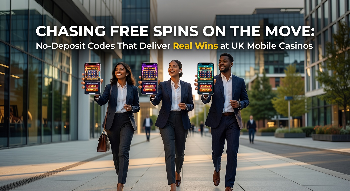 Player's hand holding a phone with a jackpot notification popping up from a no-deposit free spins bonus, coins raining down on a slot game interface