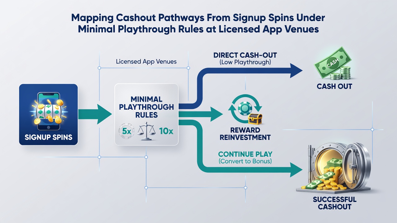 Flowchart showing withdrawal steps after minimal playthrough completion in app-based casinos