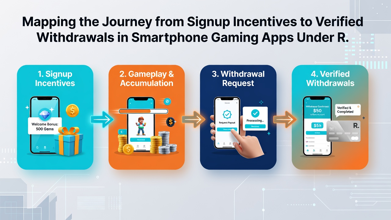 Flowchart illustration of user journey from app signup through incentive claims to withdrawal verification stages