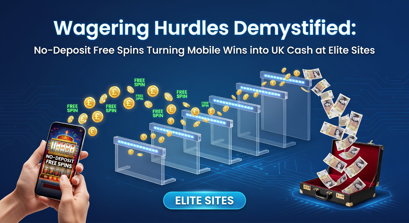 Smartphone screen displaying colorful slot reels spinning with no-deposit free spin notifications and wagering progress bars visible in a sleek mobile casino app